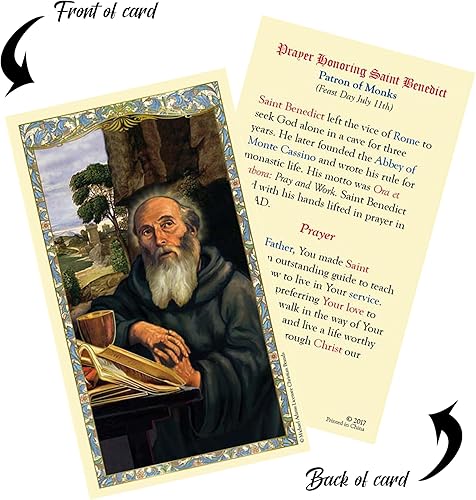 Miniatura 6 de Rosario de San Benito con tarjeta laminada de San Benito, tarjeta de oración del Señor - Rosario de coche de San Benito para espejo retrovisor,