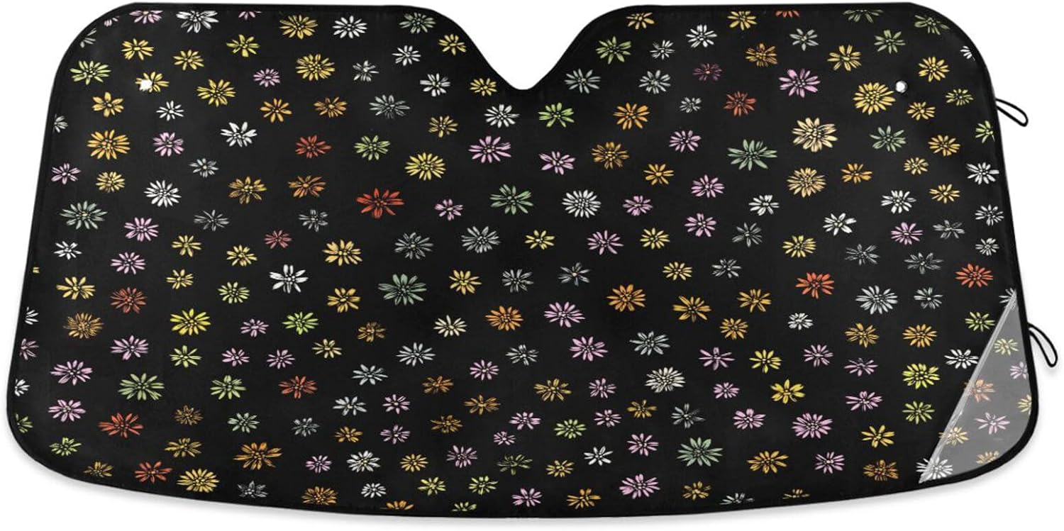 ATTX Small Flowers Car Windshield Sunshade 53"x23.5" Foldable Sun Shield for Sedan SUV Truck - UV Protection & Heat Blocking