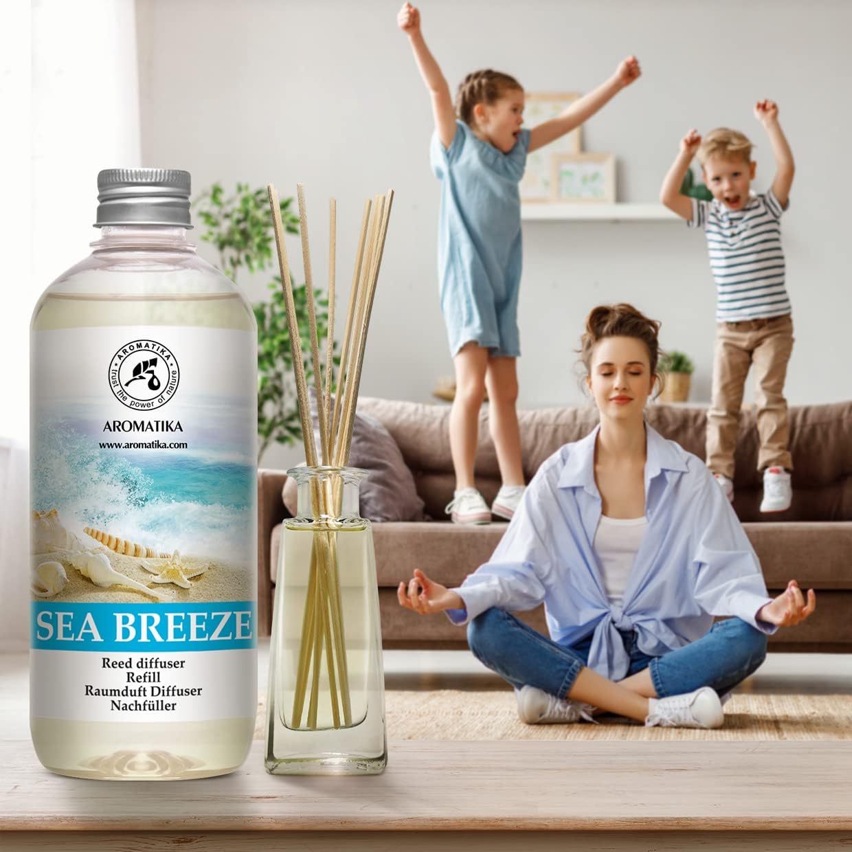 Reed Diffuser Refill Set Sea breeze 2 х 17Fl Oz - Aroma Refill for Reed Diffuser - Long Lasting Home Fragrance - Air Freshener - Fresh Scent - Aromatherapy - Home decor - Air diffuser