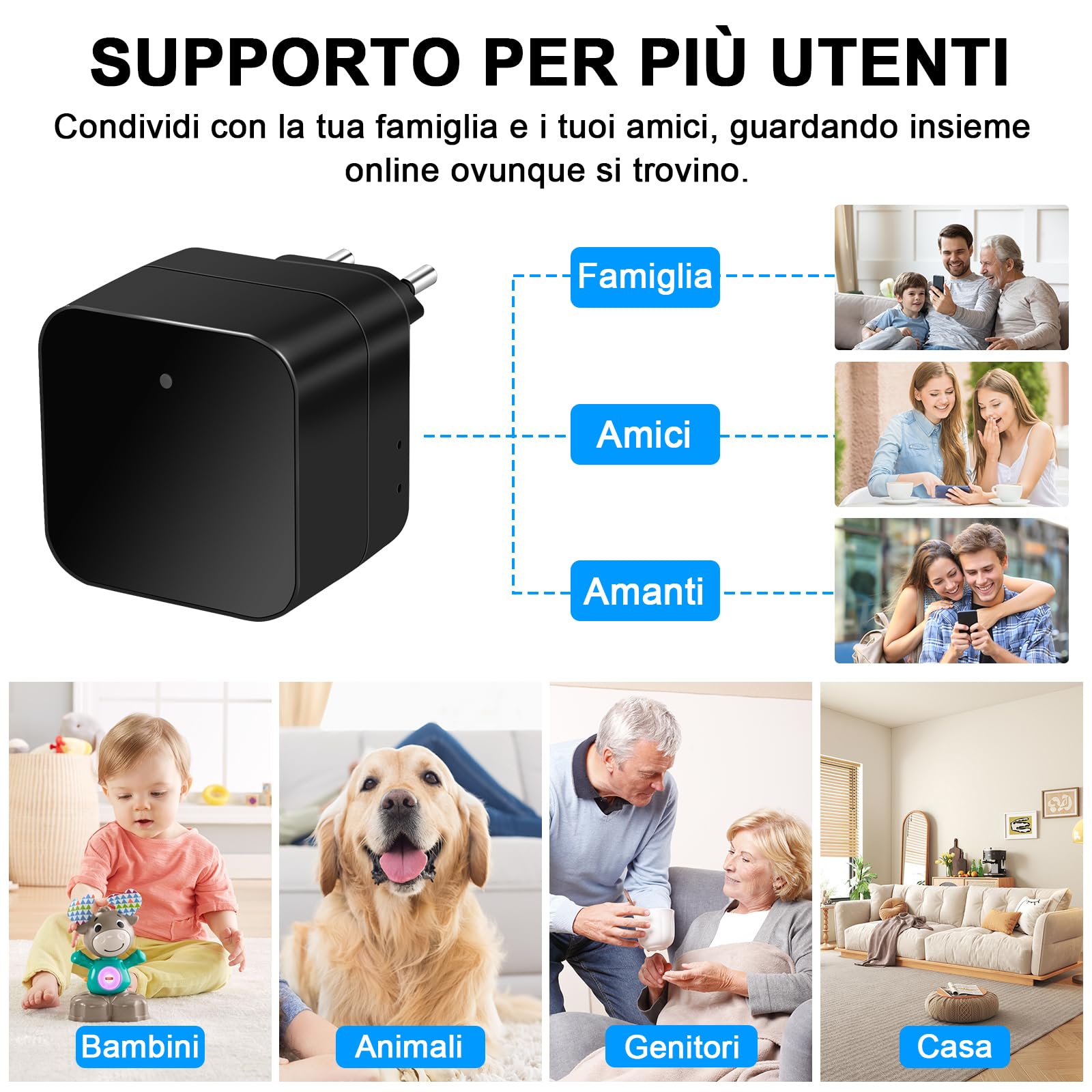 LXMIMI Telecamera Nascosta Wifi 5G, Telecamera con Caricatore USB, Mini Telecamera Spia Wifi HD 1080P con Rilevamento del Movimento e Registrazione in Loop per la Visualizzazione Remota Tramite APP