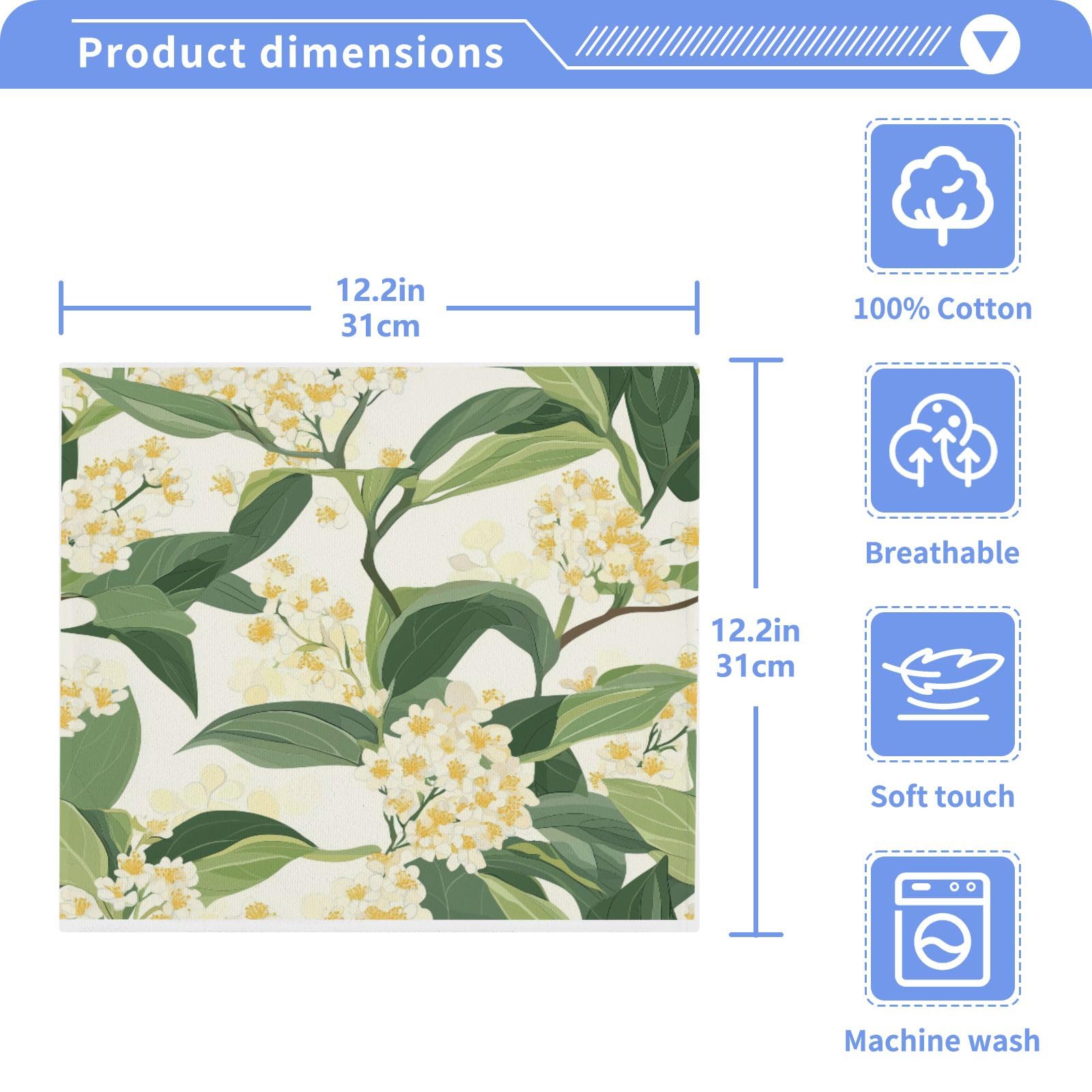 ALAZA Wash Cloth Set 100% Cotton Fingertip Towels Face Cloths Sets Osmanthus Fragrans Flower Highly Absorbent Soft Feel Set of 2