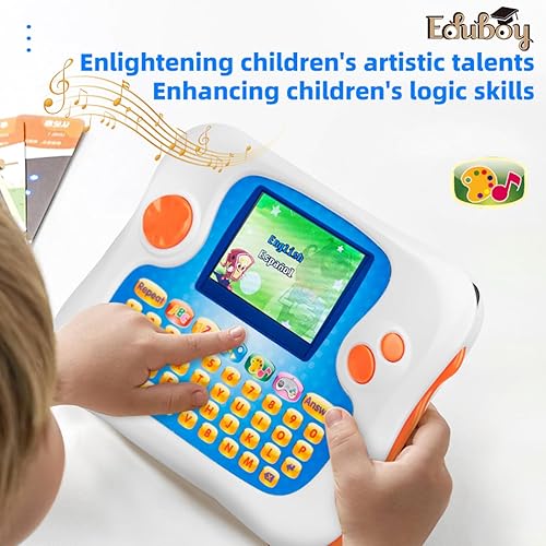 Miniatura 6 de Eduboy - Tableta de aprendizaje bilingüe para niños, juguete educativo con 104 aplicaciones/juegos de aprendizaje, función de salida de TV, gran