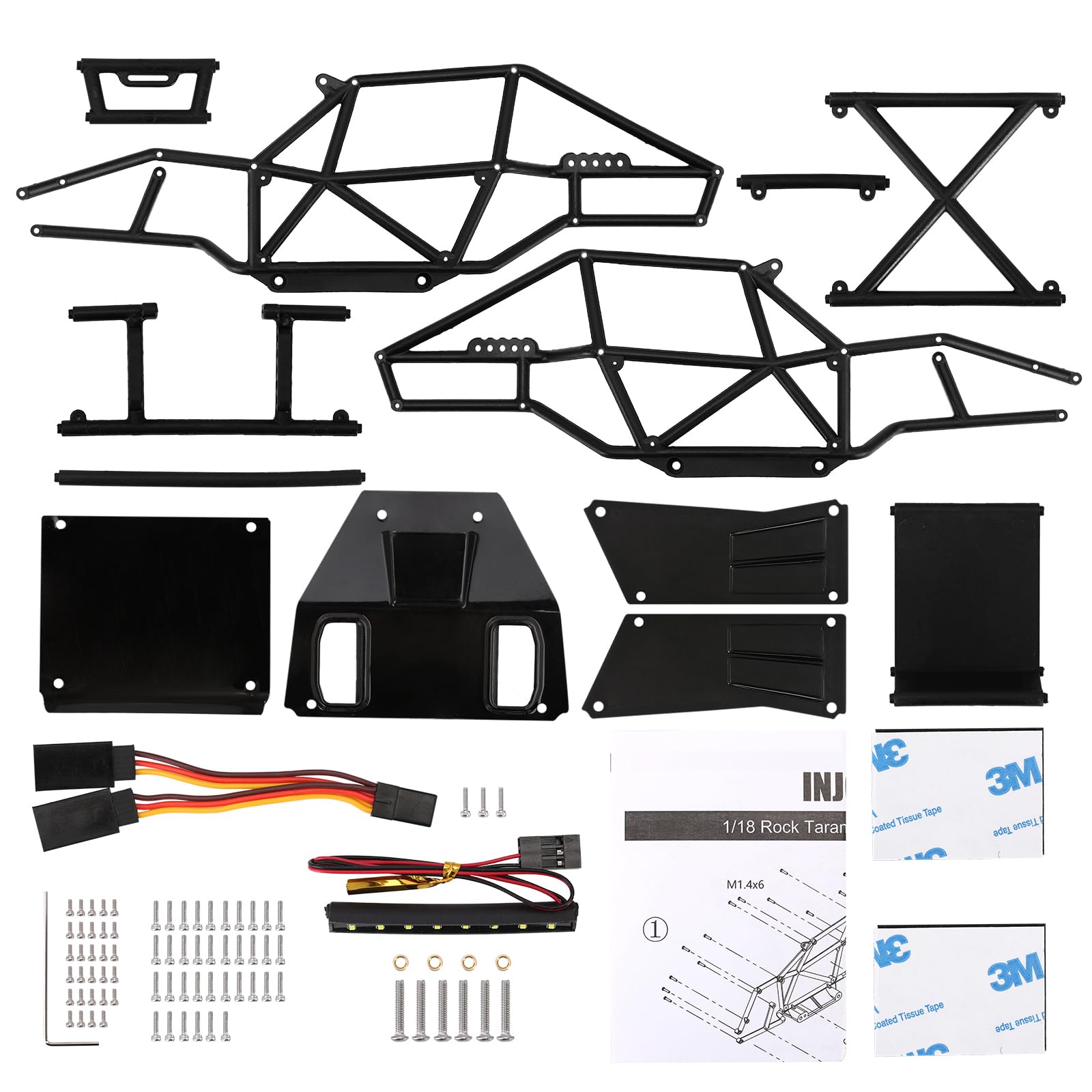 INJORA Rock Tarantula Nylon Buggy Body Shell Chassis Kit for TRX4M 1/18 RC Crawler Upgrade?Black?