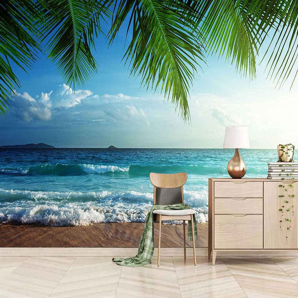Papier peint photo 3D paysage de plage 400x280 cm pour salon