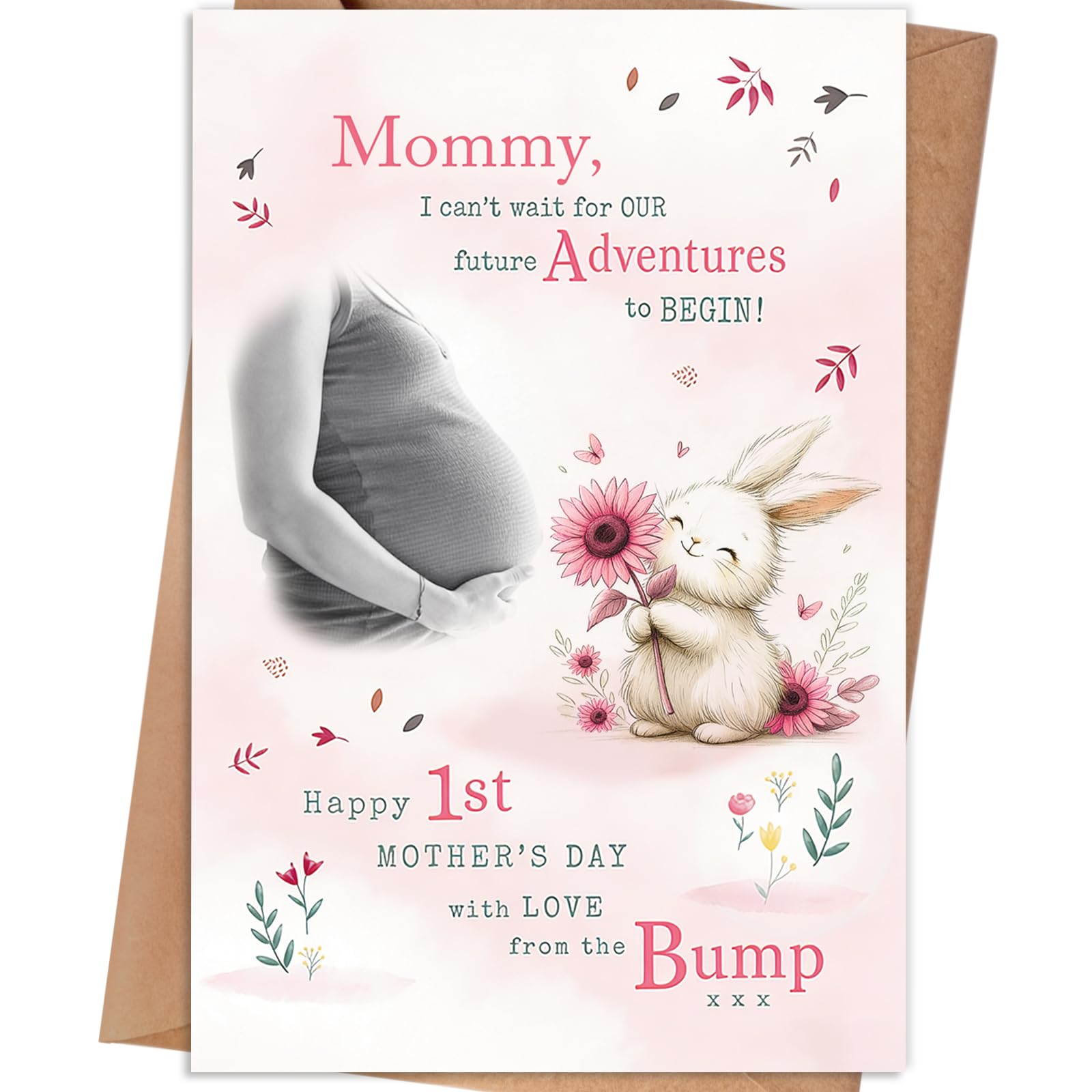 Kartka podarunkowa na pierwszy dzień matki dla nowej mamy, spodziewająca się karta na Dzień Matki, najlepsze prezenty dla przyszłej mamy, karta podarunkowa Happy 1st Mothers Day 370-377