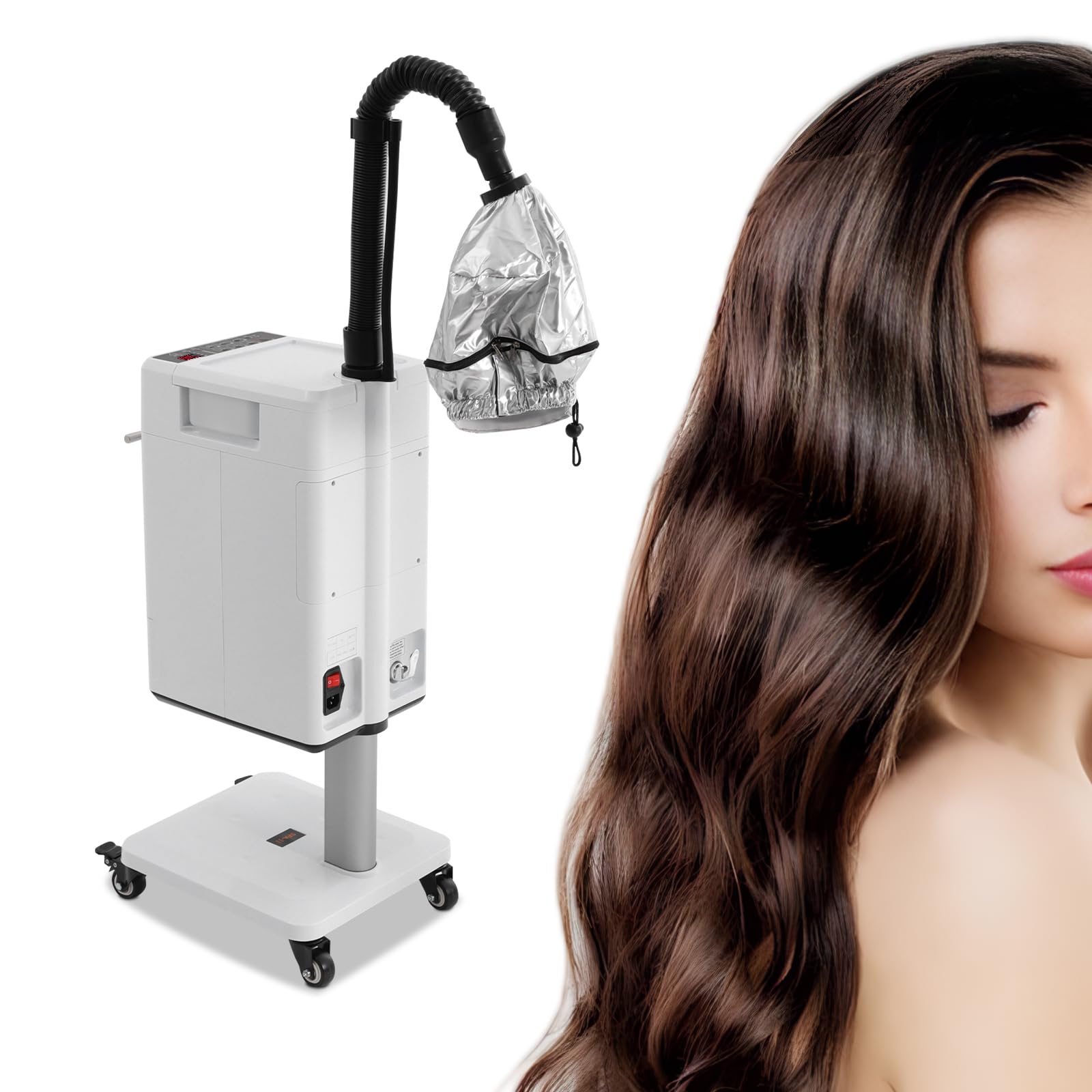 110V 500W Professional Hair Steamer Nano Hair Steamer Machine Color Processor Beauty Salon Vertical Nano HairSteamer with Wheels for Hair Care, Scalp