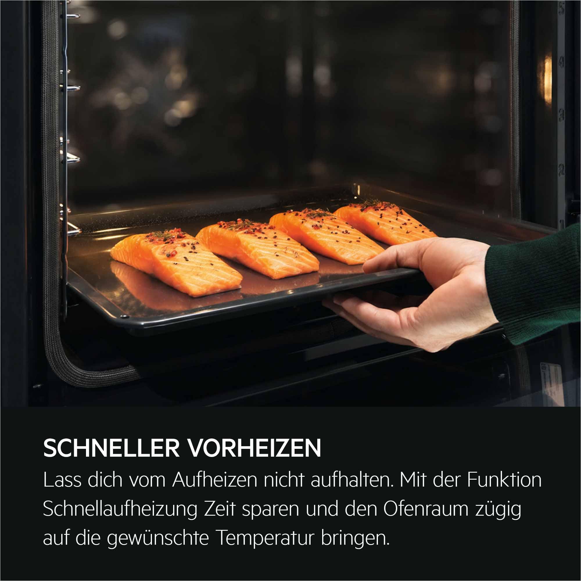AEG Serie 6 TS6PB50WAB Einbaubackofen LED-Touchdisplay Pyrolyse Kerntemperatursensor AirFry 45 Automatikprogramme Schwarz