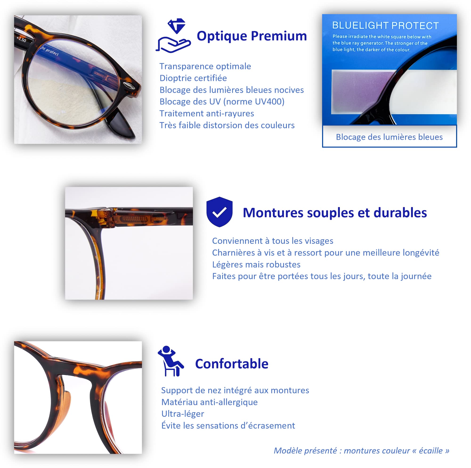 Caracara Lunettes Anti lumière bleue - Lunettes loupe de lecture - ANTI BUÉE OFFERT - Lunettes de lecture avec accessoires - Lunettes de vue Femme et Homme (Striped, Grossissement +2,00)