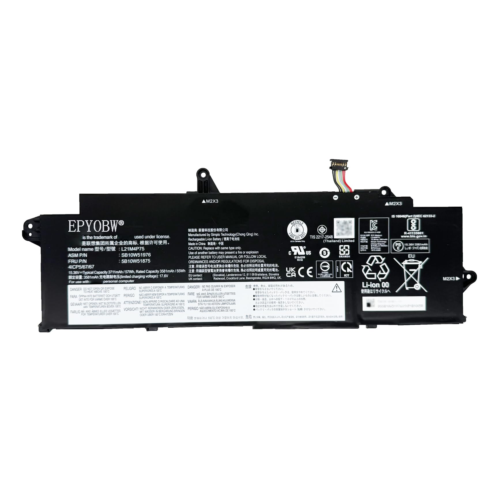 Amazon.com: EPYOBW L21M4P75 Laptop Battery 57Wh 3711mAh 4-Cell