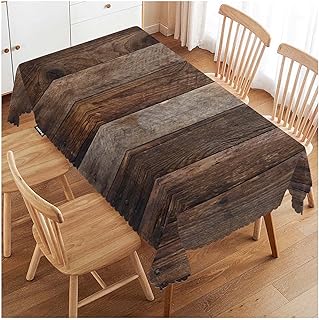 Swono 52x70 Inch Wood Plank Tablecloth Retro Wood Texture Brown Farmhouse Dining Table Cloth Anti-Stain Talking Table Cover for Kitchen Dinning Room Coffee Store Restaurant