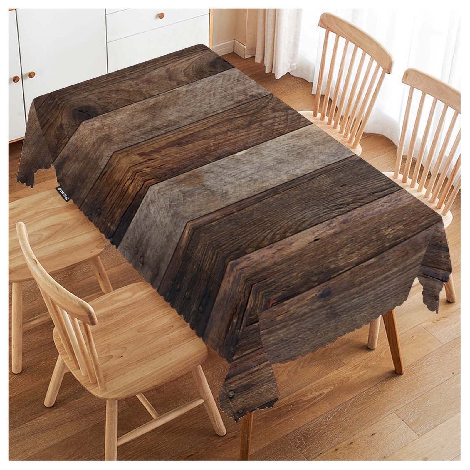 52x70 Inch Wood Plank Tablecloth Retro Wood Texture Brown Farmhouse Dining Table Cloth Anti-Stain Talking Table Cover for Kitchen Dinning Room Coffee Store Restaurant