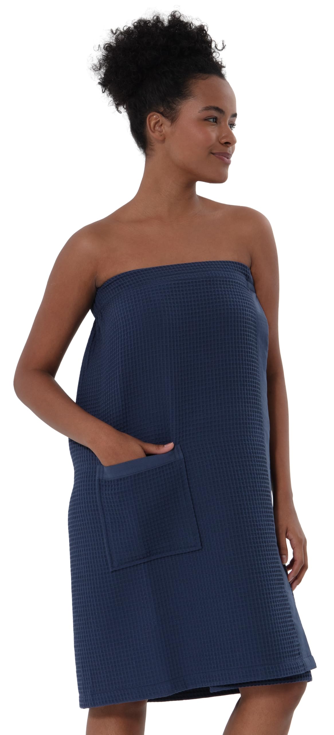 SEYANTE Women's Organic Waffle Spa Wrap, GOTS Certified 100% Turkish Cotton, Lightweight Bath Towel Wrap Adjustable Closure