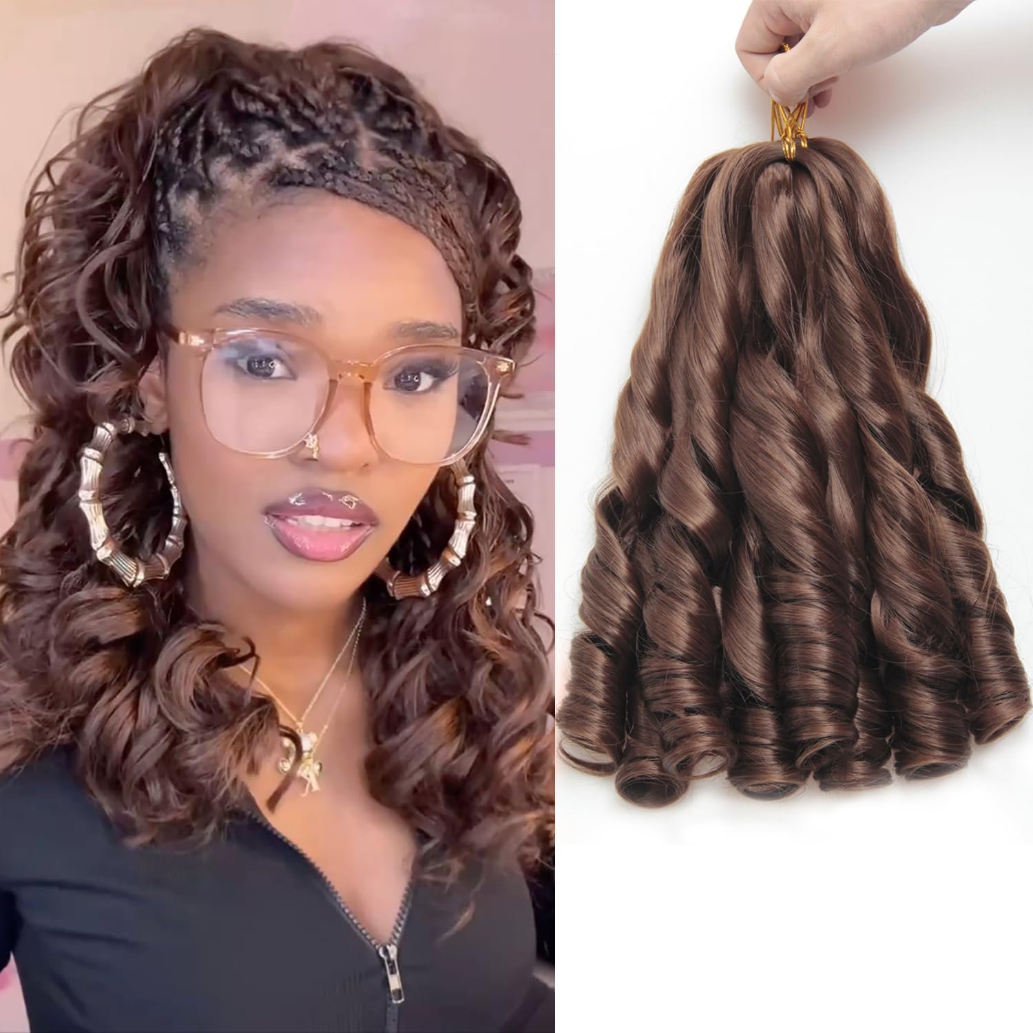 French Curl Braiding Hair, 33#, 12 Inch, 8 Packs | French Curl Crochet Braids, Curly Braiding Hair, Skin-friendly Bouncy Synthetic knotless Braiding
