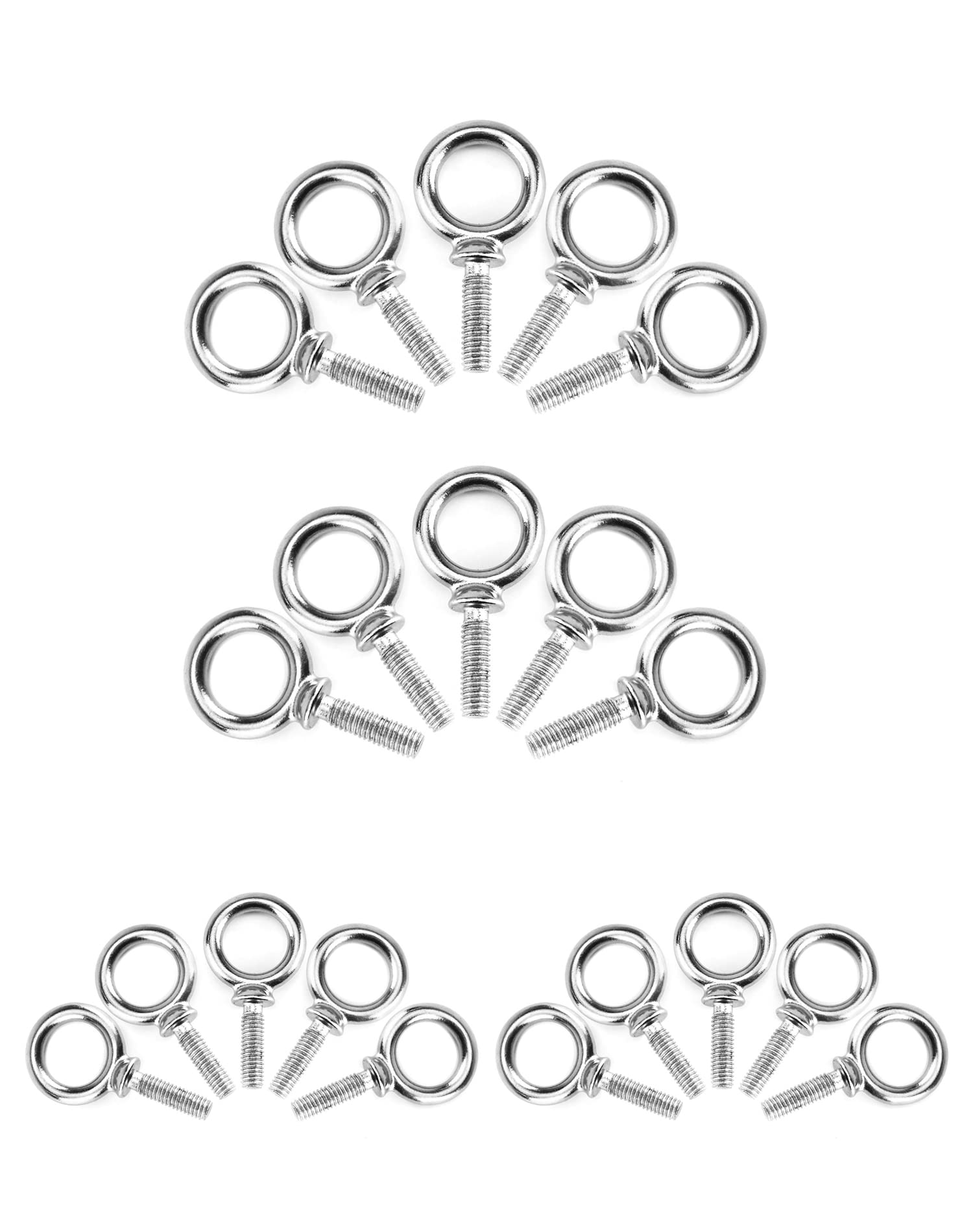 Stainless Steel Eye Bolts - 20 Pack 1/4" -10