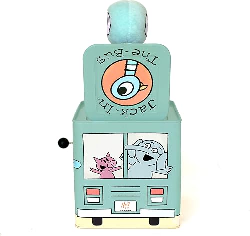 Miniatura 4 de YOTTOY Colección Mo Willems  Caja musical Jack-in-The-Bus con juguete de peluche de paloma, 5.5 x 5.5 x 5.5 pulgadas