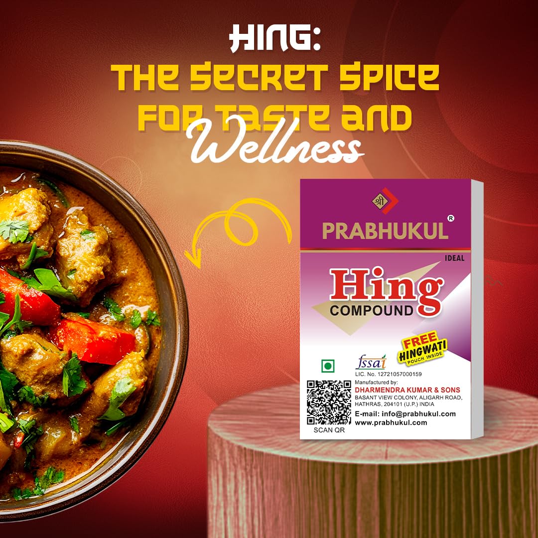 SHREE PRABHUKUL Premium Asafoetida, No Added Atta, Extra Strong & Aromatic, Ideal for Everyday Use in Curries & Vegetables 50g Potent Hing-solid/powder (Powder) - Image 7 thumbnail
