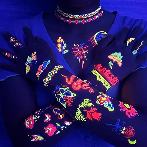 Miniatura 3 de 18 hojas de tatuajes temporales del día de los muertos, calavera de azúcar para adultos, esqueleto falso, rosas rojas, tatuajes de Halloween,