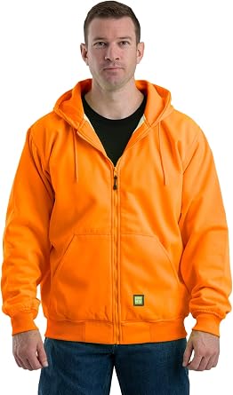 Berne Mens Hi Vis Thermal Lined Hooded Sweatshirt