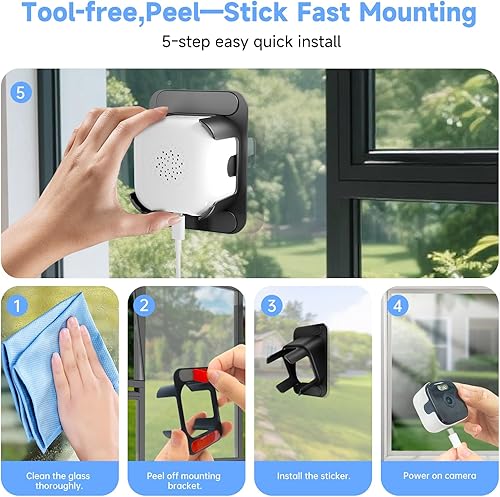 Miniatura 8 de Cámara de seguridad de ventana 4K para el hogar Cámara de ventana WiFi de 2.4 GHz y 5 GHz con visión nocturna a color de doble luz - Cámara de