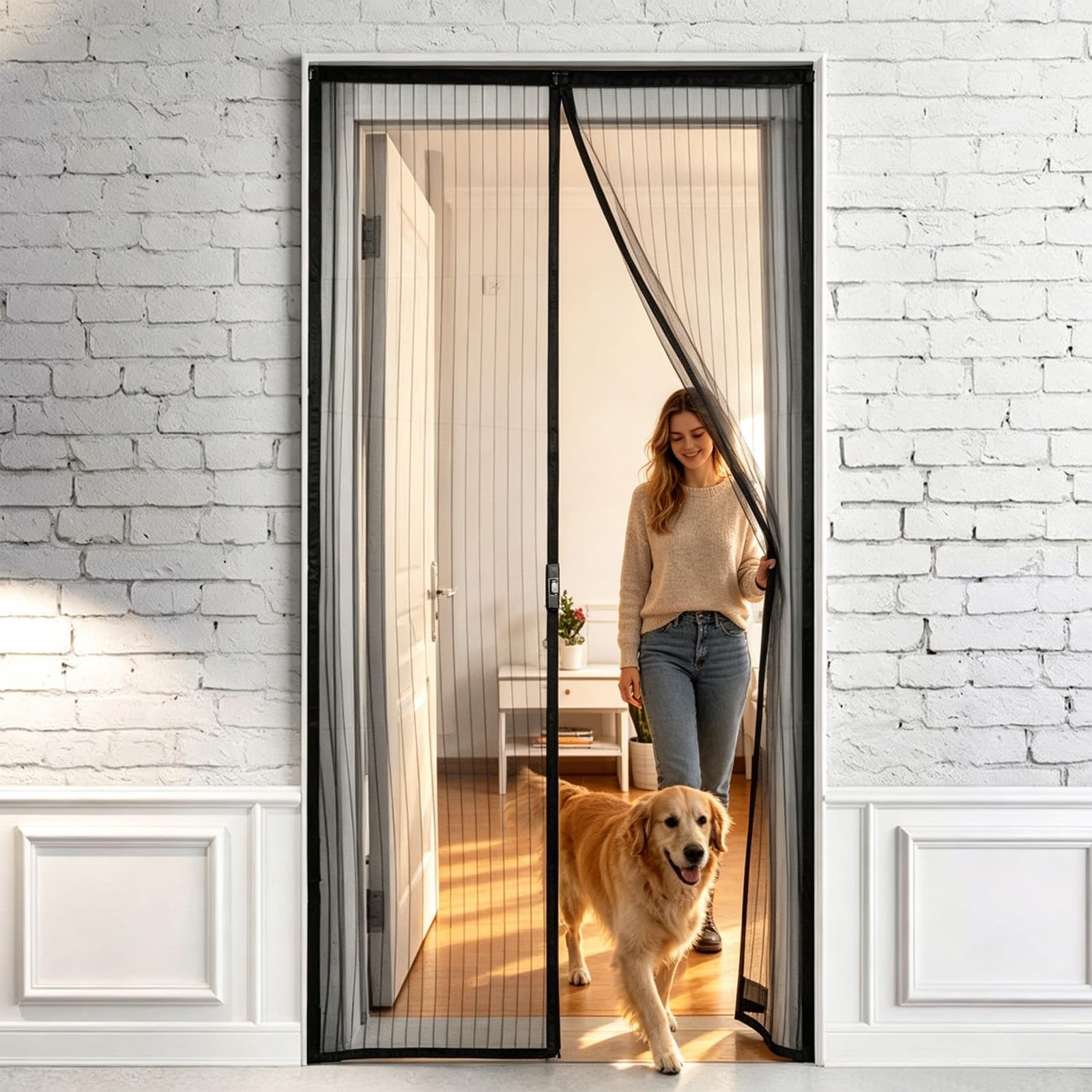 Gaifnag Black Fly Screens For Doors 125 X 178 Cm Patio Door Nets With Magnets For Keeping Out Flies, Mosquito Net, Insect Mesh Magnetic Fly Screen Curtain For Front Doors, Sliding,