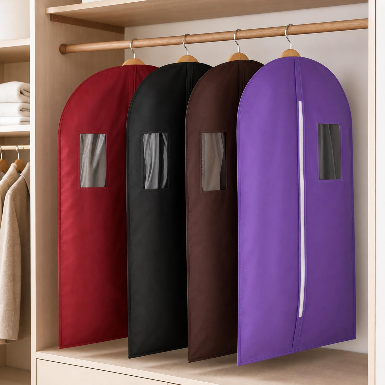 Kleiderstaubbeutel,Hängende Kleider Schutzhülle,Staubschutzhülle für Übermäntel,Staubdicht,Atmungsaktiv,Feuchtigkeitsbeständig,für Anzüge,Kleider,Mäntel,Jacken,Hemden,Pullover