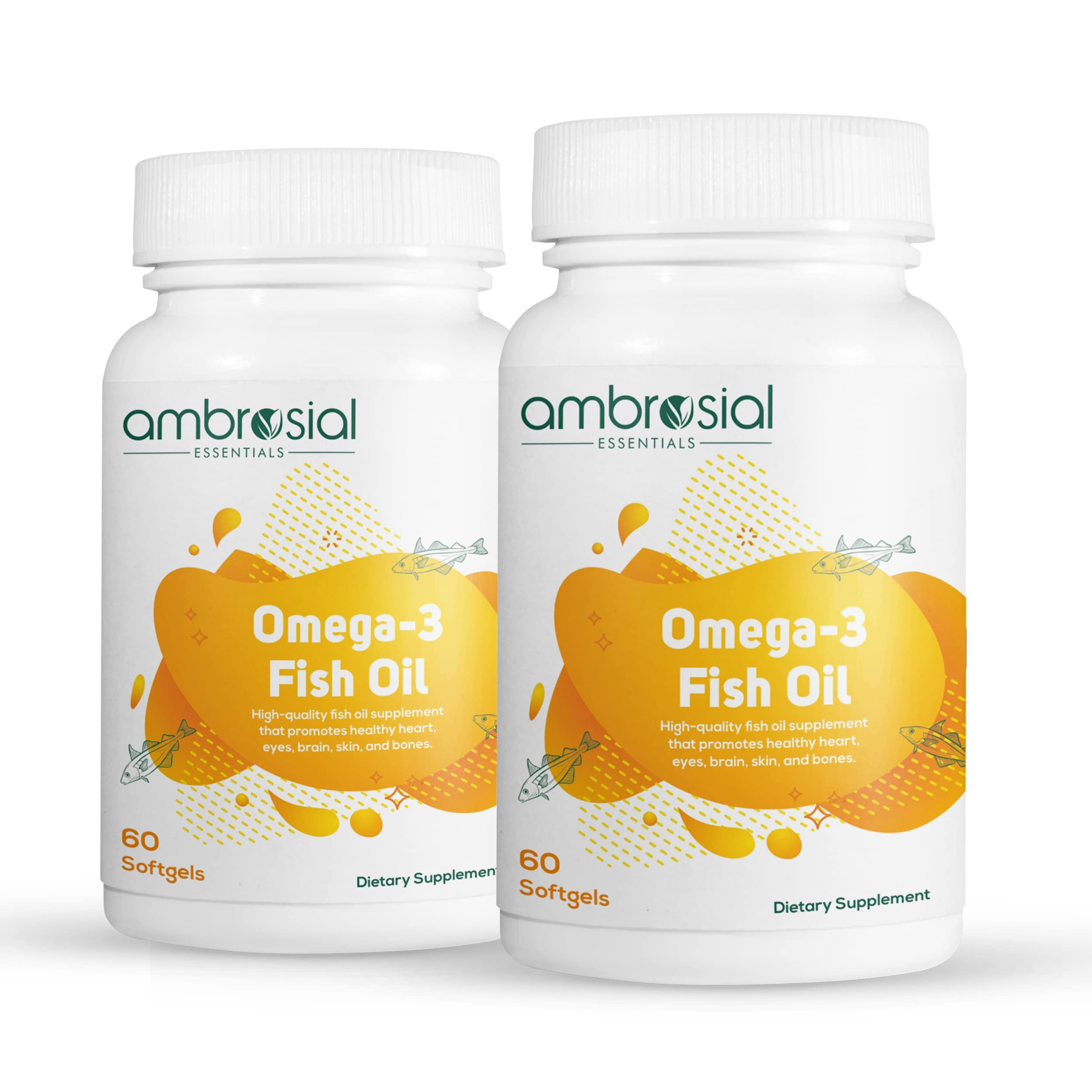 Buy Ambrosial Omega 3 Fish Oil supplement 1000mg with 180mg EPA & 120mg