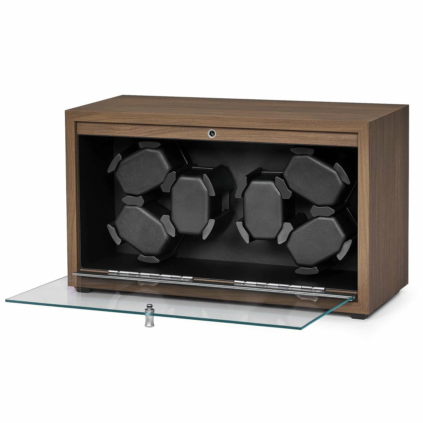 6 remontoirs pour montres automatiques, moteur super silencieux, 4 modes de rotation avec lumières LED, coussin rétractable, boîte de remontoir pour montres femmes et hommes, Noyer noir