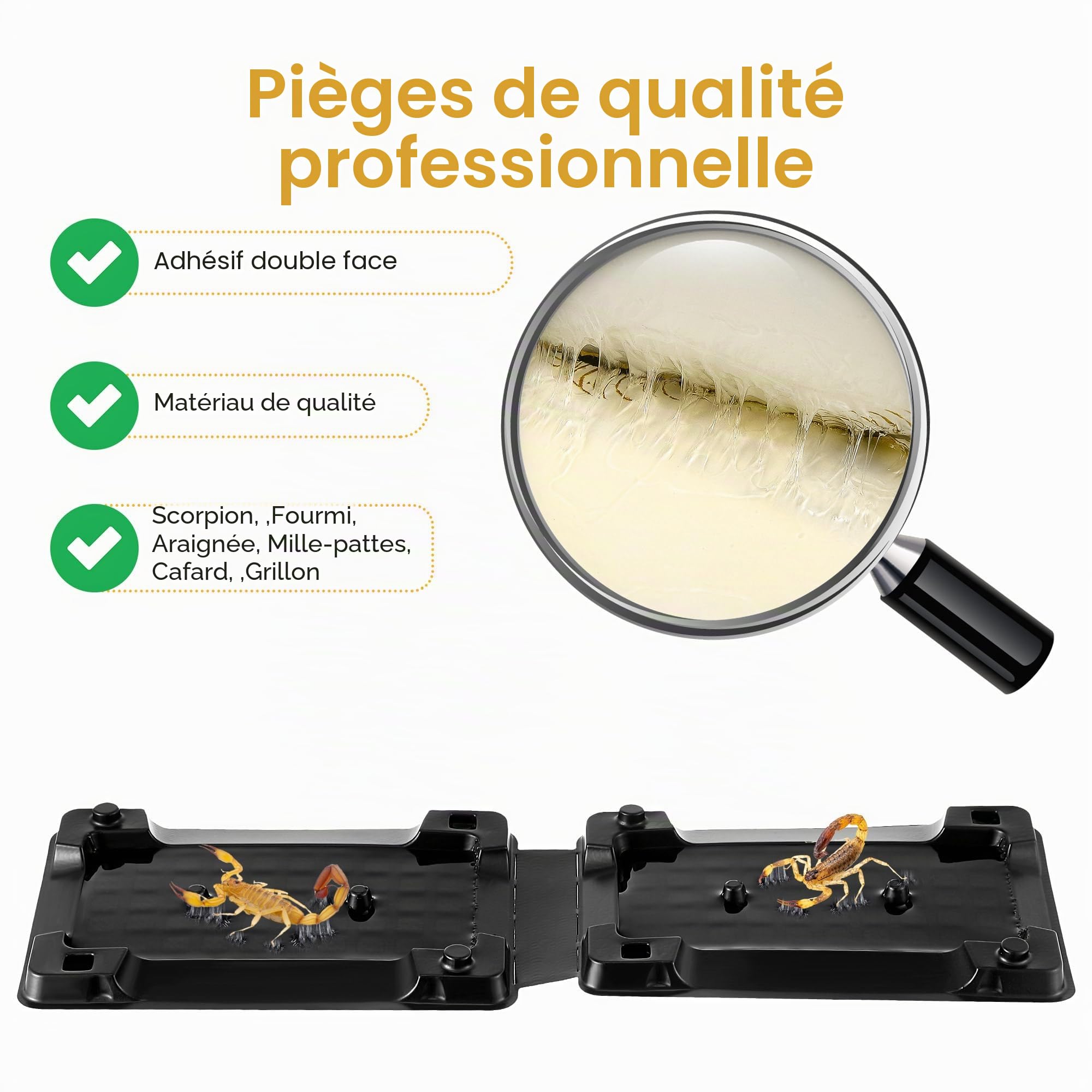 Qualirey Lot de 18 pièges à colle Scorpion, adhésif double face puissant