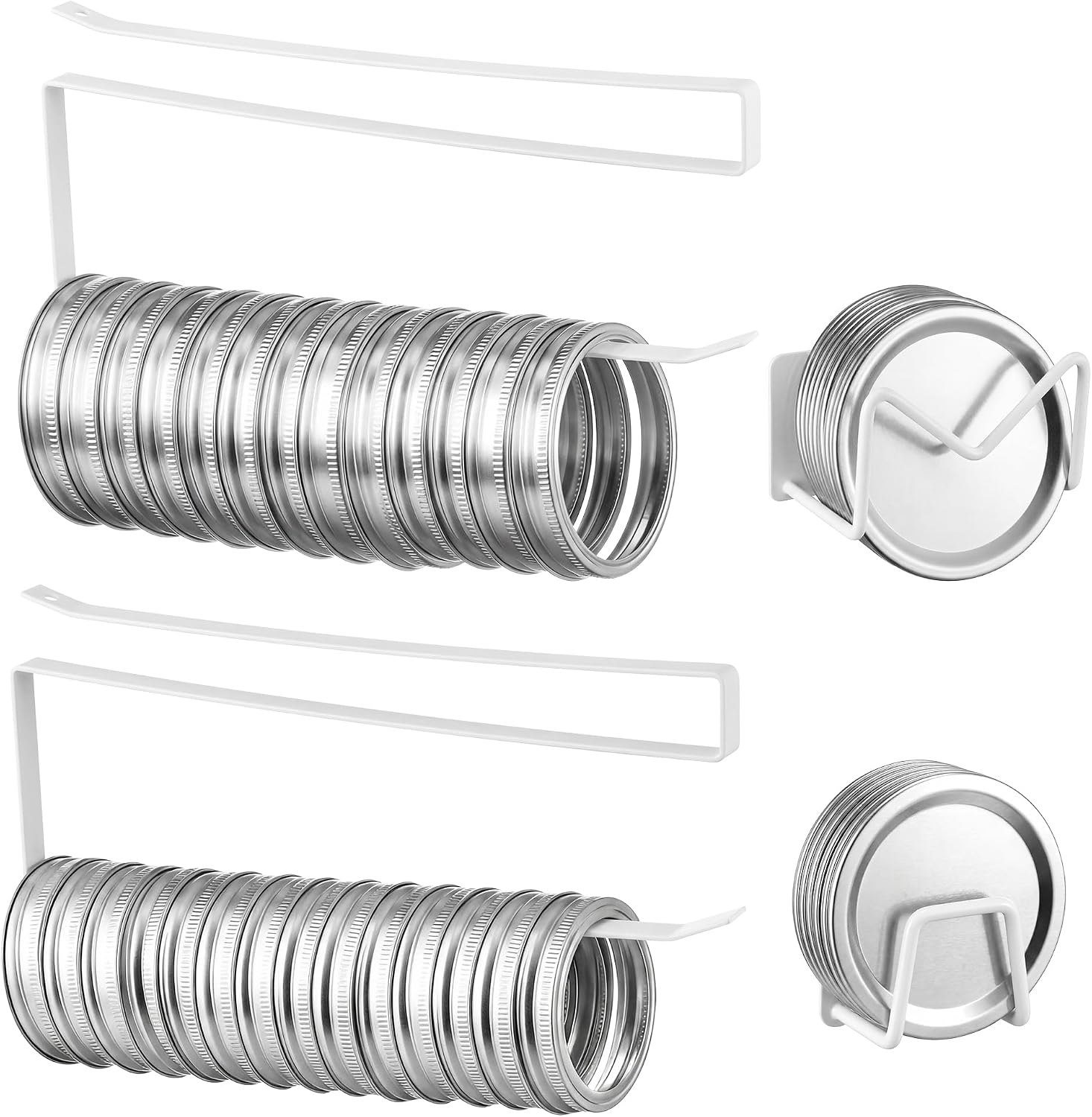 Dreyoo 4 Pcs Mason Jar Lid Organizer, Holds 38 Lids & 34 Rings (Black)