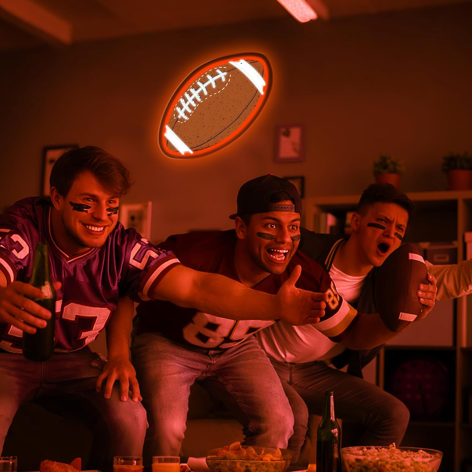 Leeitenlo Football Neon Sign, Cool Dimmable Light Up Led Sports Neon Light USB Powered Hanging for Wall Decor, Man Cave, Bedroom, Game Room, Birthday Christmas Merch Gift for Boys Fans (Football) - Image 2