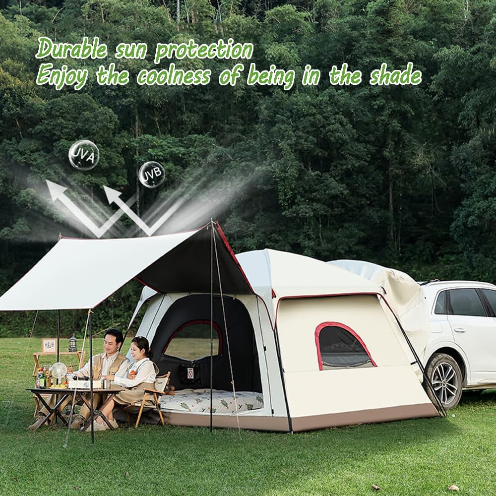 Tenda impermeabile per SUV e furgoni, tenda a cupola posteriore con portico e telo di fondo cucito, ideale per campeggio all'aperto e viaggi