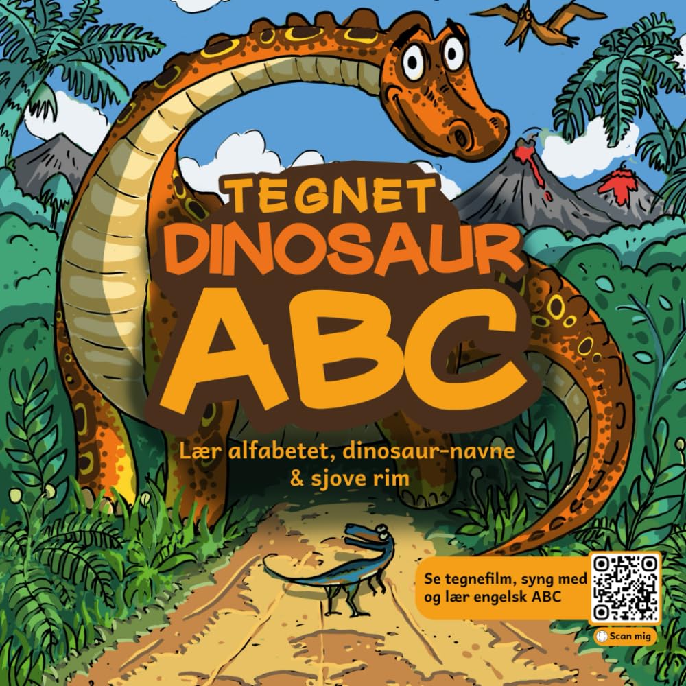 Tegnet Dinosaur ABC-bog: Lær alfabetet, dinosaur-navne & sjove rim