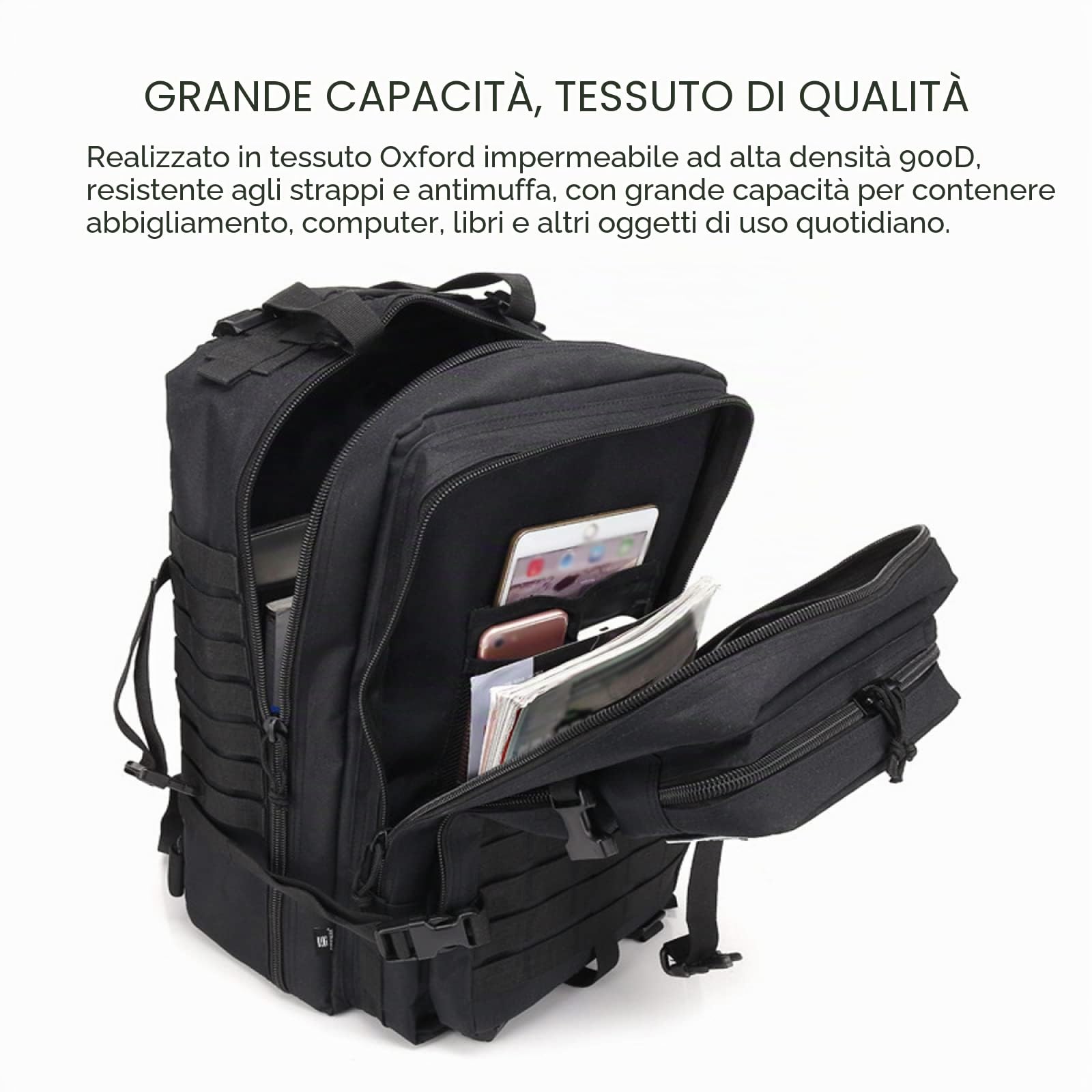 REEBOW GEAR Zaino tattico da 45 Litri Zaino d'assalto Militare Zaino Molle Zaini Grandi per Escursionismo Campeggio Viaggiare,ACU