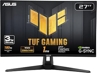 ASUS TUF Gaming VG27AQ3A 27" QHD 180Hz 1ms IPS HDR Monitor - FreeSync Premium, G-SYNC Compatible, ELMB Sync for Blur-Free Gaming