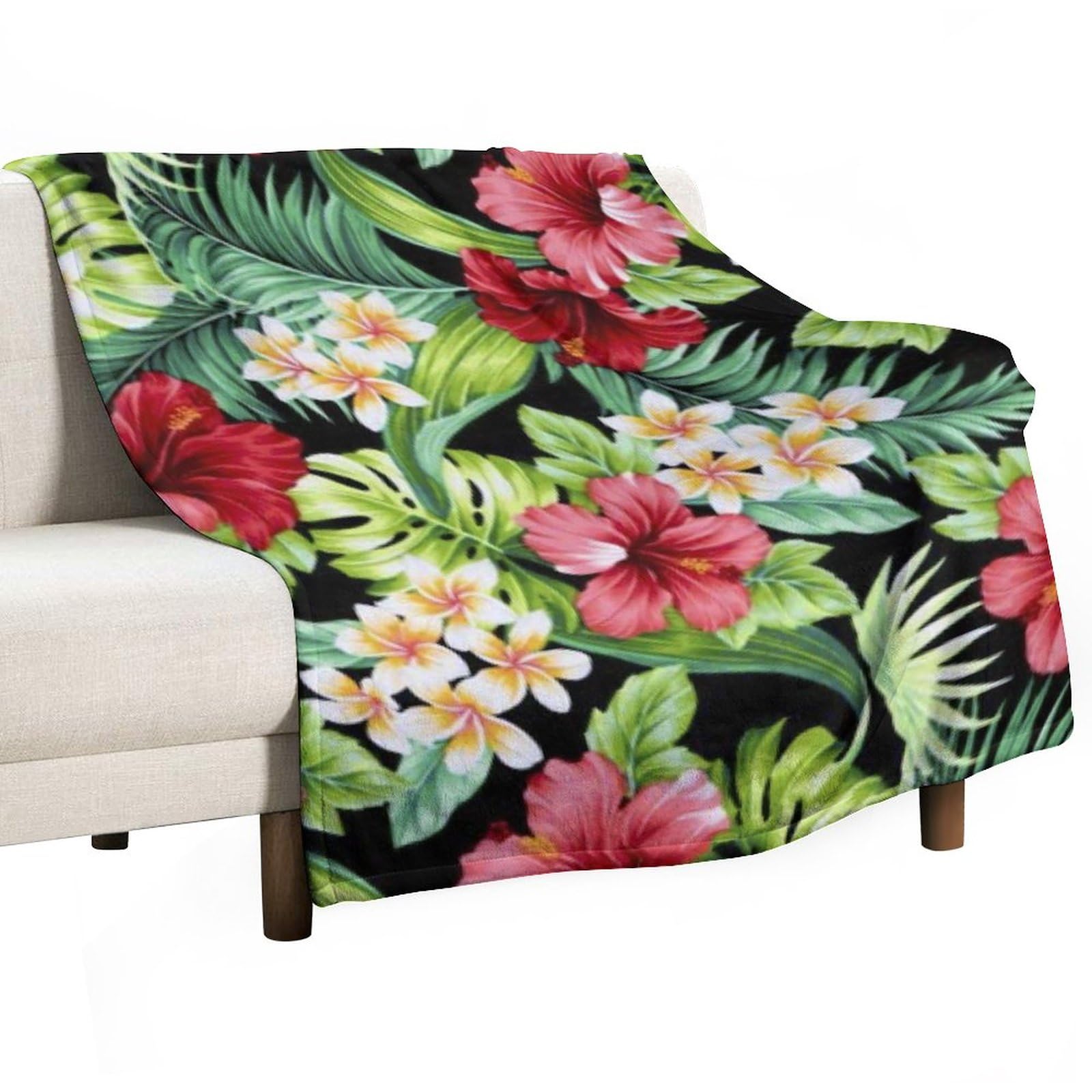 Amazon｜毛布 ハイビスカス 葉 花柄 ブランケット もうふ 大判