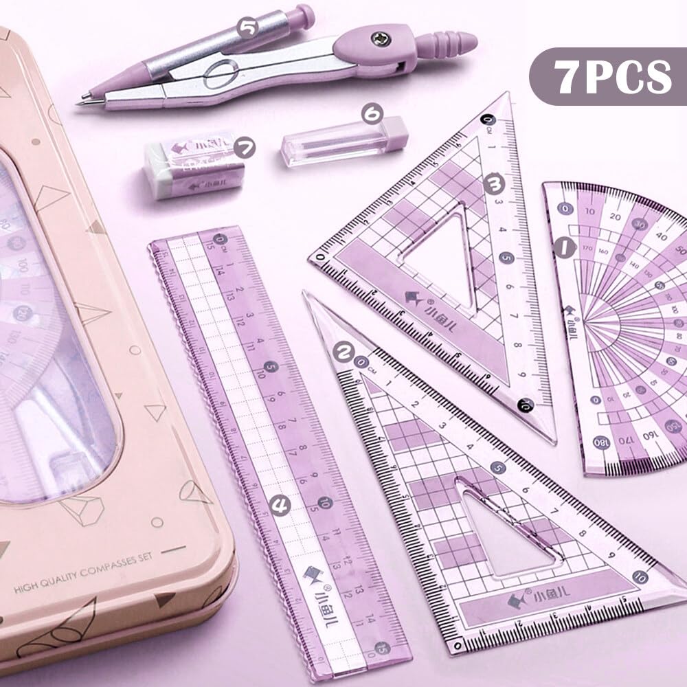 Set Geoetria Per Studenti, Copasso Gonioetro Ateatica Con Righelli