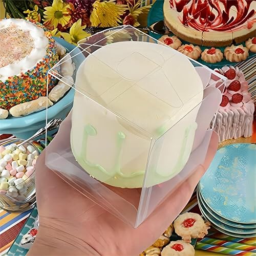 Miniatura 3 de PayPie Paquete de 45 cajas de regalo transparentes de 3 x 3 x 3 pulgadas con cintas, cubos de plástico transparente para decoraciones de cumpleaños