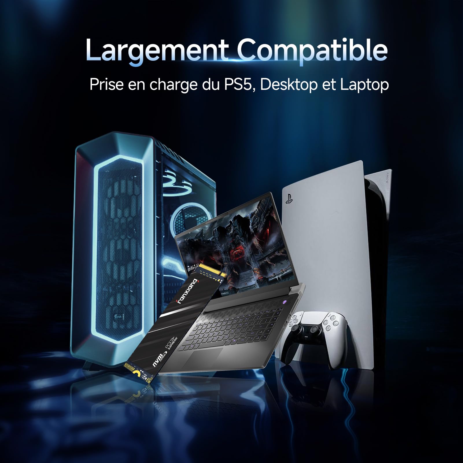 fanxiang SSD 500Go PCIe 4X4 NVMe M.2 3D NAND - Disque SSD Interne jusqu'à 4300Mo/s Solid State Drive Disque Dur Interne SSD pour Les Gamers et Professionnels - S690Q