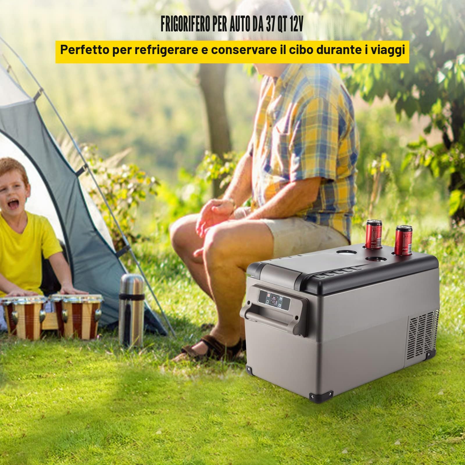 VEVOR Frigorifero Termoelettrico Portatile 35L, Frigorifero da Viaggio per Auto con LCD
