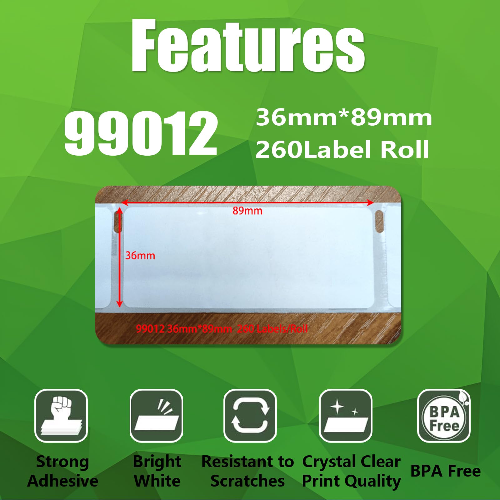 Produktbild von 10 Rollen Kompatible 99012 Etiketten – 89 Mm, Passend Für Dymo Und Seiko Thermodrucker