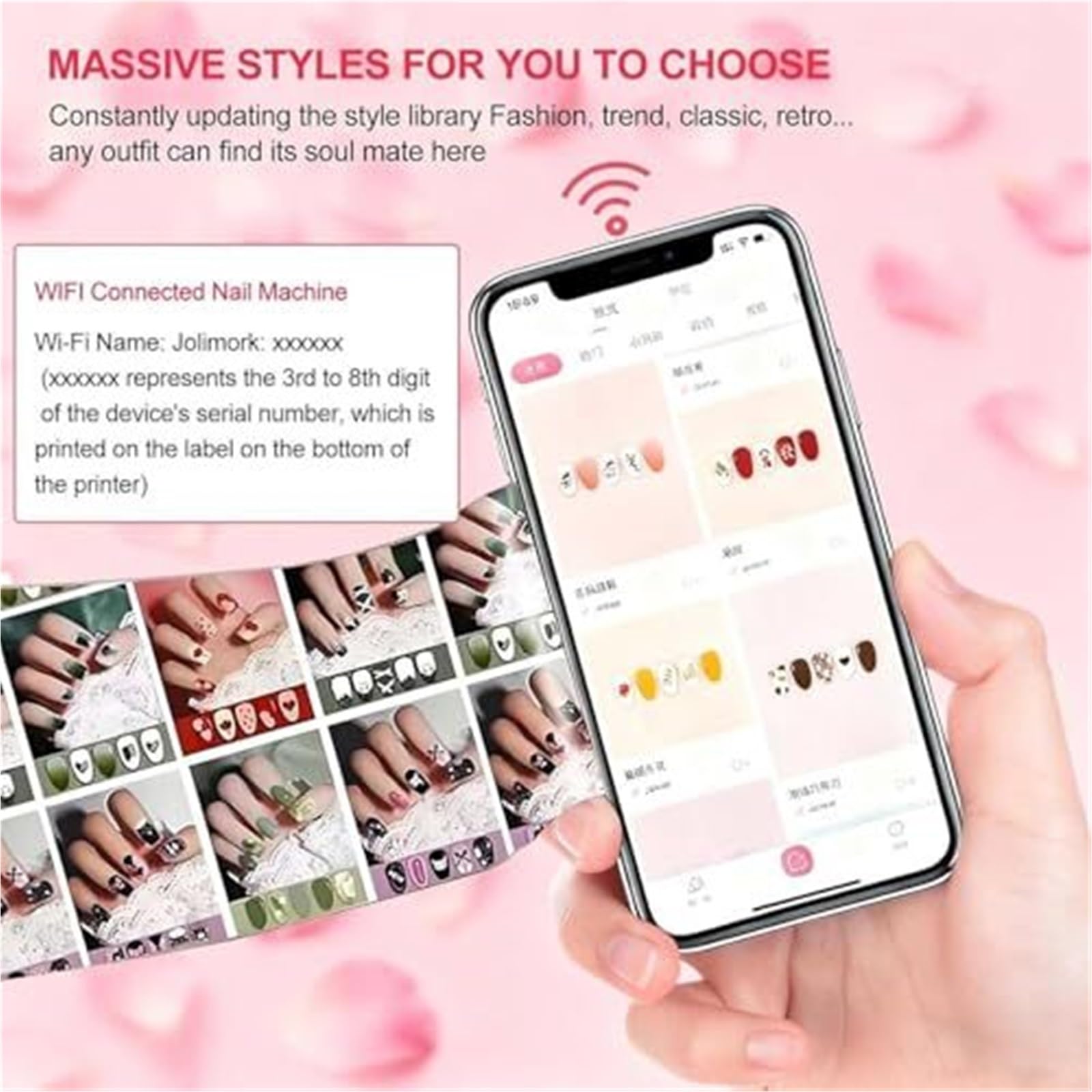 2026 Nuova stampante portatile for unghie 3D, oltre 1000 disegni for nail art, controllo app mobile for salone di casa, regalo ideale for donne e ragazze