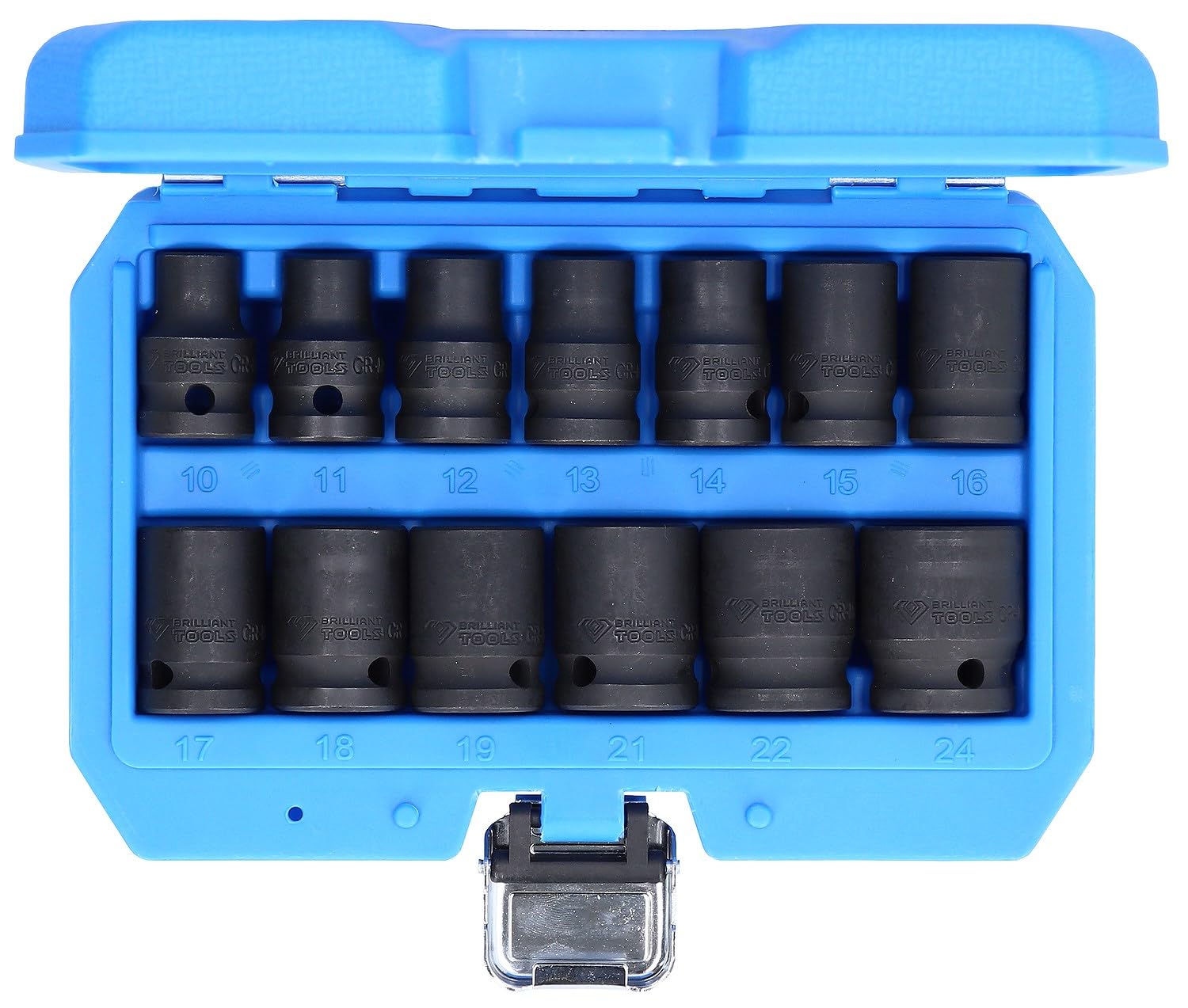 BRILLIANT TOOLS BT022620 Juego de llaves de vaso de impacto hexagonales 1/2", 13 pzs, cortas [Powered by KS TOOLS]