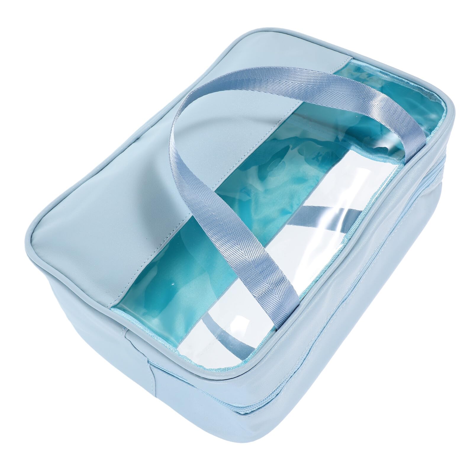 4 Piezas Bolso de Cosméticos Bolsas de Maquillaje para Mujeres neceseres Transparentes para Bolsas de Aseo de Bricolaje Escolar Cuero PU Azul