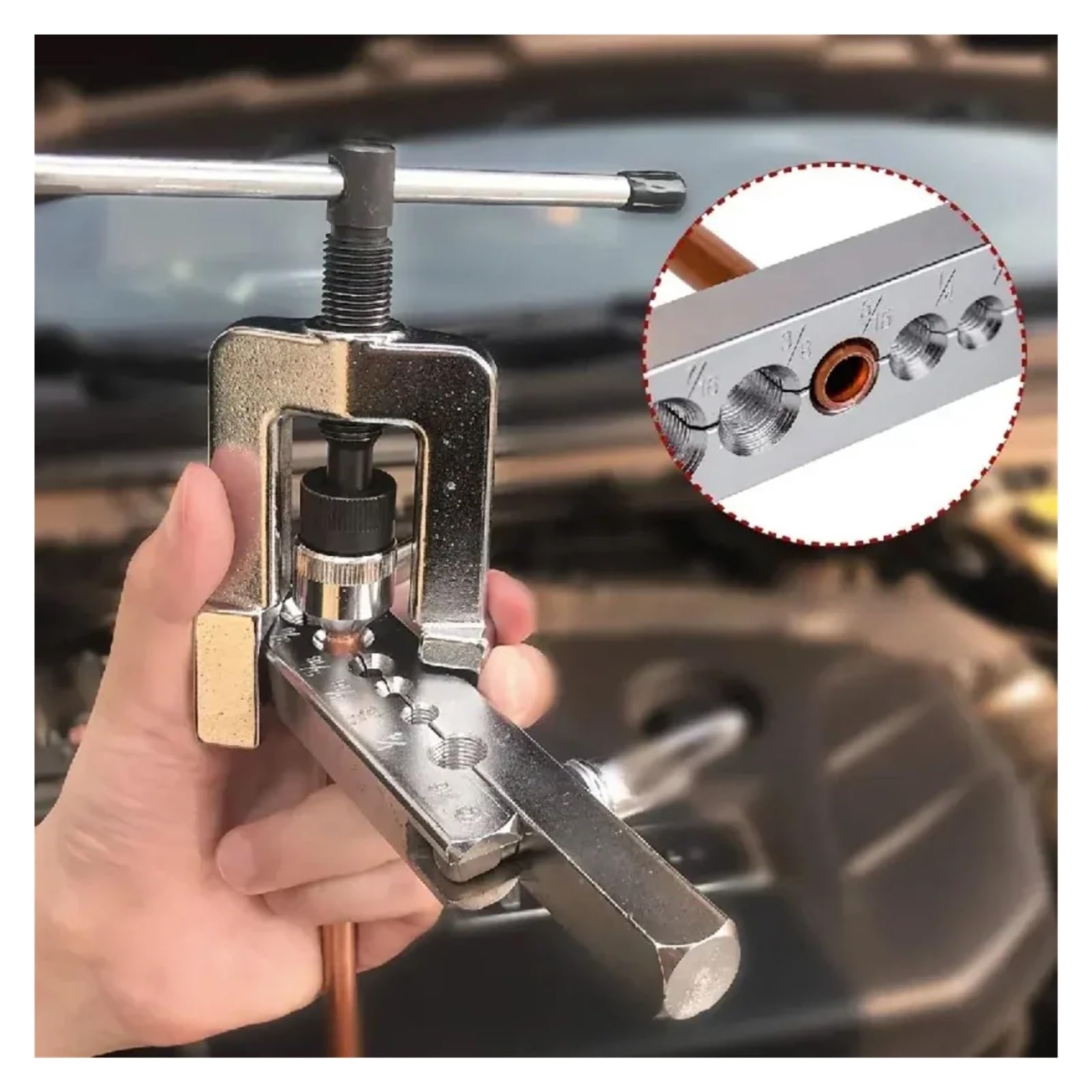Kit de herramientas for abocardar tubos de cobre con expansor de 45 grados y adaptadores for escariar tubos. Para cobre, aluminio y otros metales blandos(Metric)