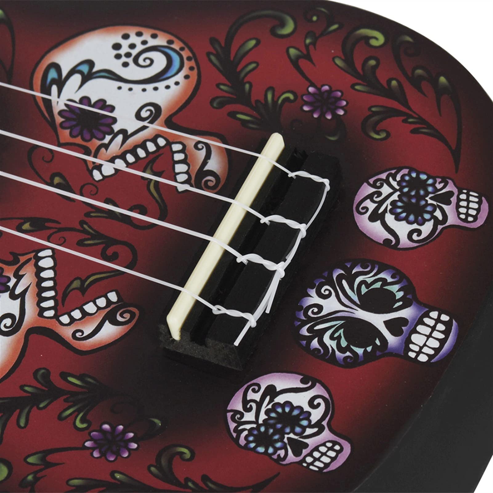 Ukulele koncertowe Początkujący Ukulele 21- calowy Ukulele Hawaiian Skull Guitar Instrument 4 String Basswood Ukulele Sopran (Color : Ukulele)