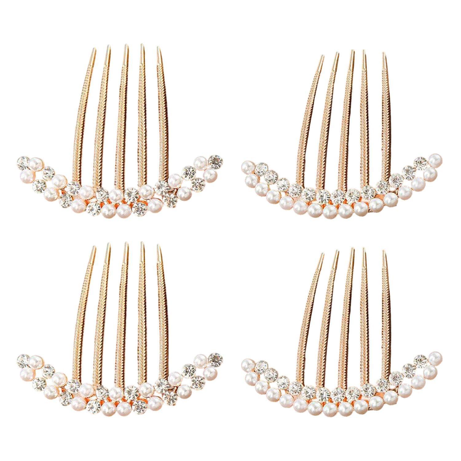 4 Pieces Of Pearl Rhinestone Hair Fork, Ele Hair Accessories, Hairstyle Decorations, Women'S Accessories