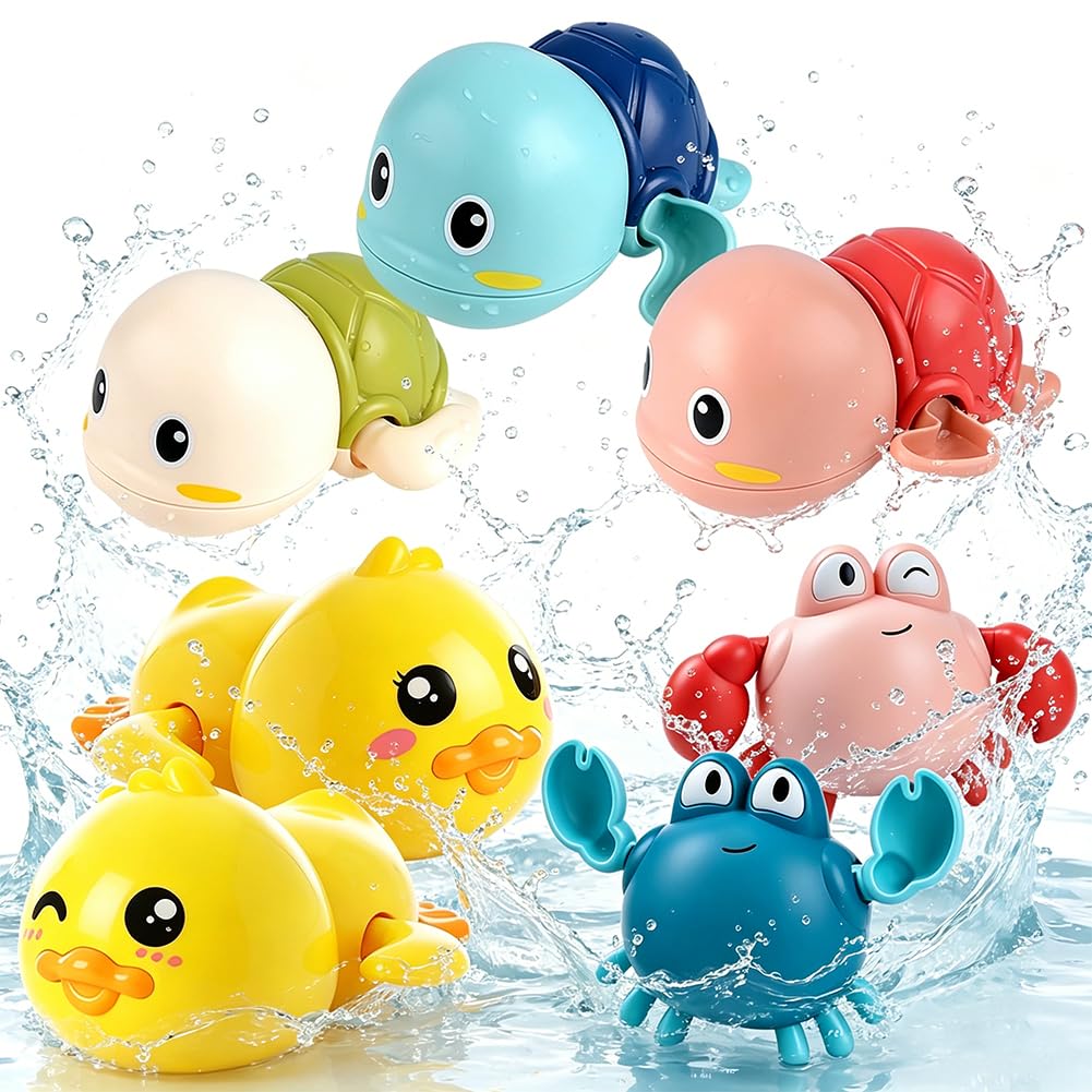 7 PCS Baby Bath Toys, Childrens Wind Up Bath Toys, Baby BathTub Toy, Paddling Pool Toy for Toddler, Bathroom FloatToy for Kids, for 1-5 Years Old Toddler, for Bathroom Swimming Pool Paddling Pools-18