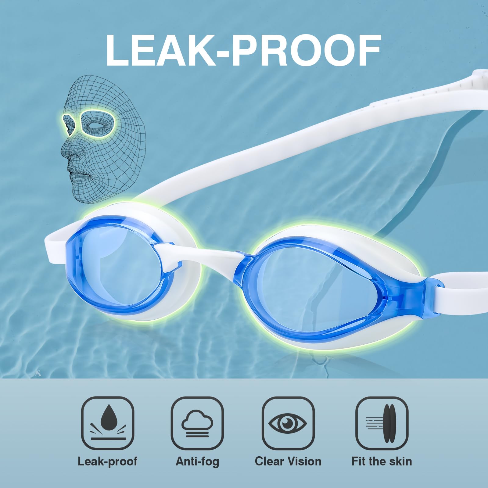 Dizokizo Swimming Goggles No Leaking Anti-Fog UV Protection Adjustable Professional Swim Goggles for Adult Men Women - Image 3