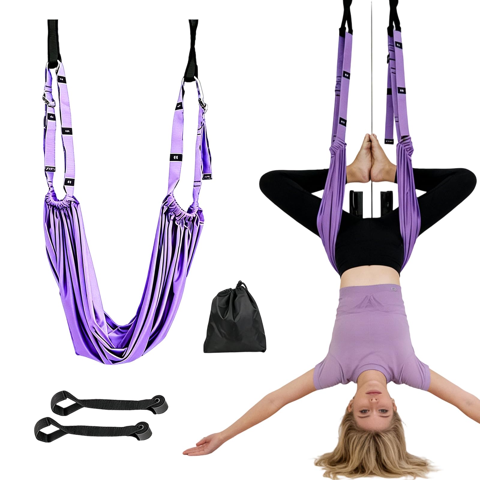 hängematte türrahmen Yoga Turnen Dehnungsgurt,Sprossenwand Gurte,Lila,Therapeutische HäNgematte,GymnastikzubehöR,YogazubehöR,Turn Sachen Geeignet FüR Sprossenwand FüR Erwachsene,TüRrahmen Sprossenwand Sport & Freizeit Size:47cm(XS)(Below 5'5