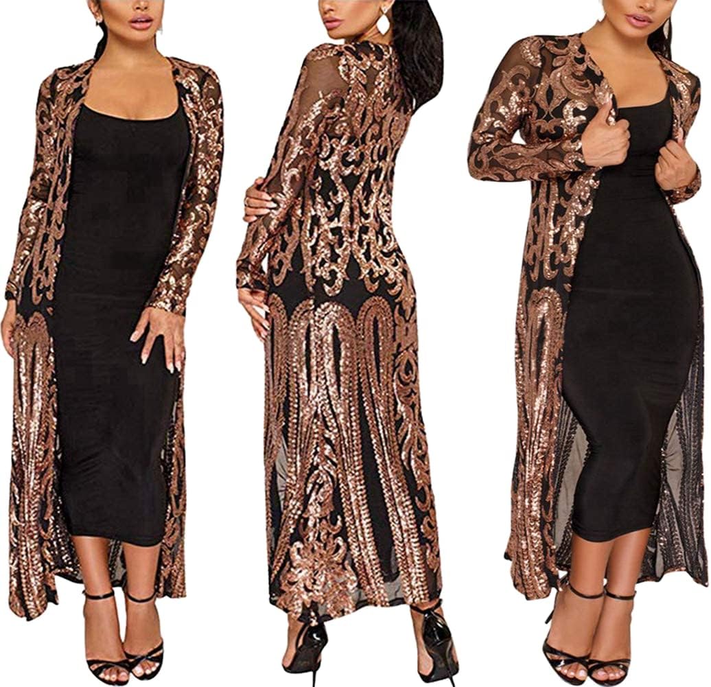 PROMLINKSequin Cardigans Duster Sparkly Blazer Jackets Long for Women Evening